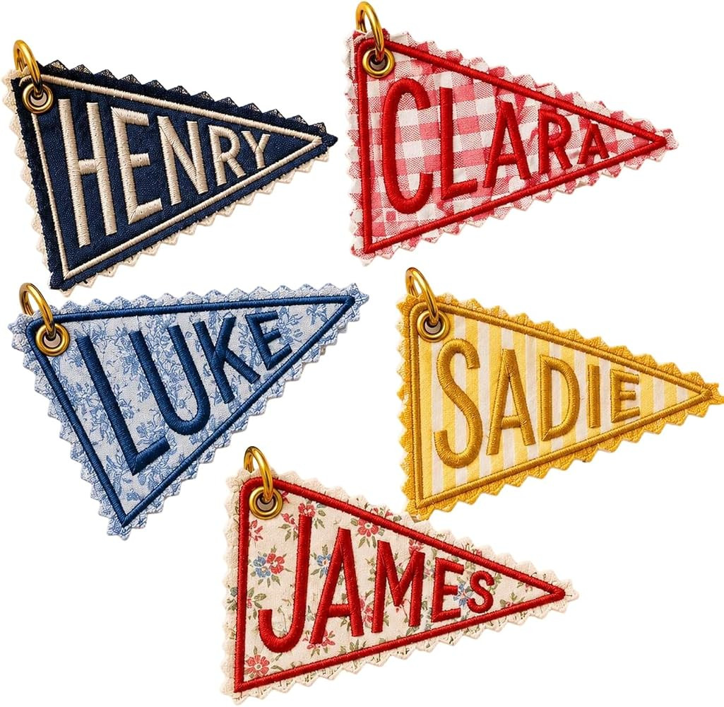 Personalized Embroidered Pennant Name Keychain, Custom Felt Flag Keychain with Name, Backpack Tag... | Amazon (US)