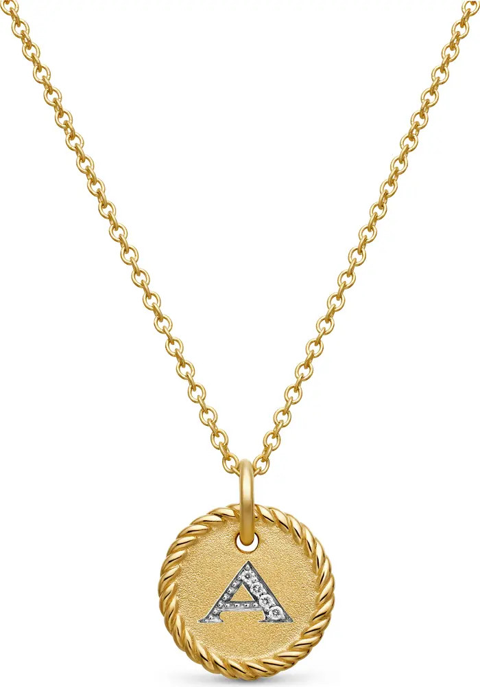 David Yurman Cable Collectibles Diamond Initial Pendant Necklace | Nordstrom | Nordstrom