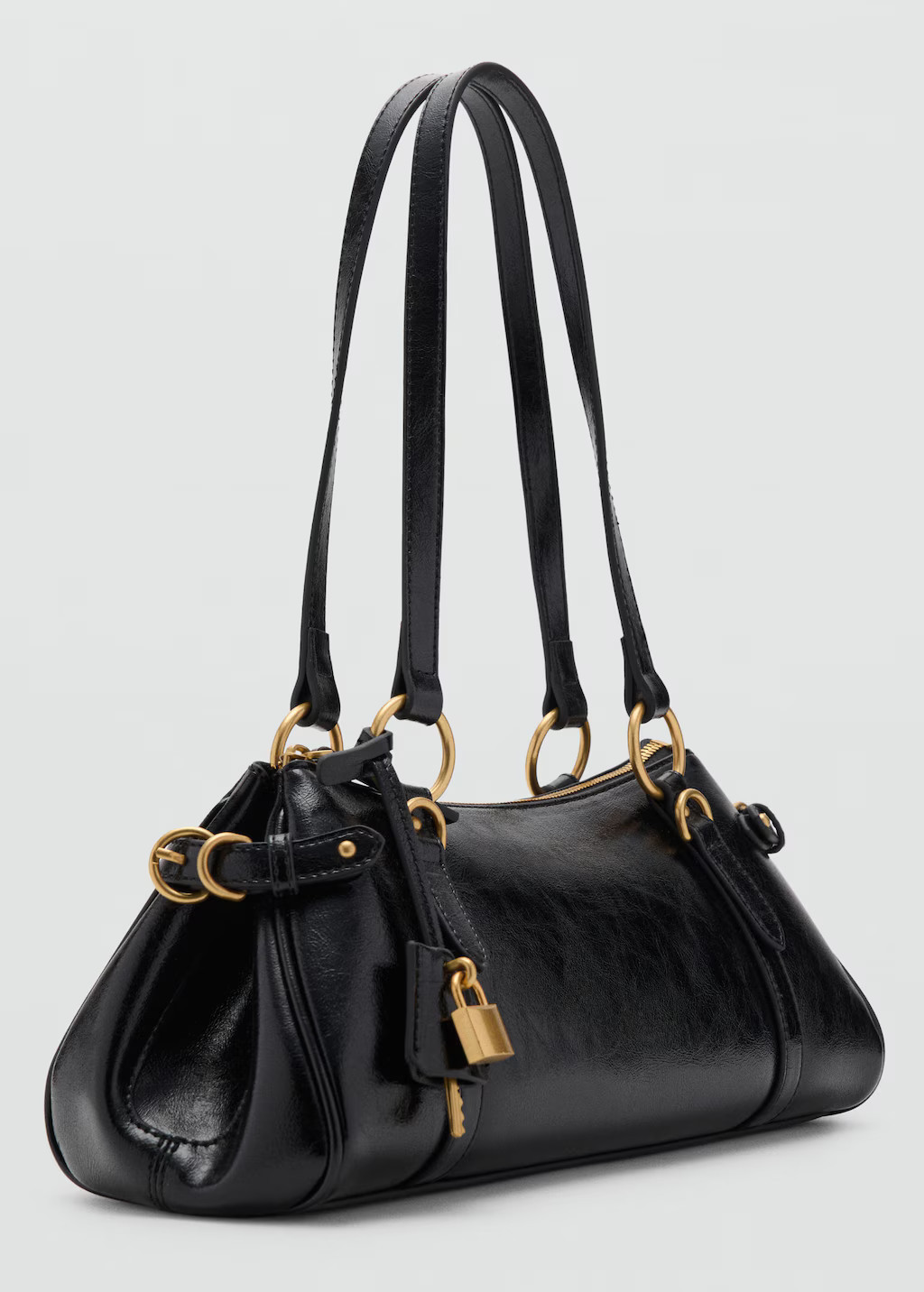 Bowling shoulder bag with charm black - Woman - One size - MANGO | Mango (US/MX/AU)