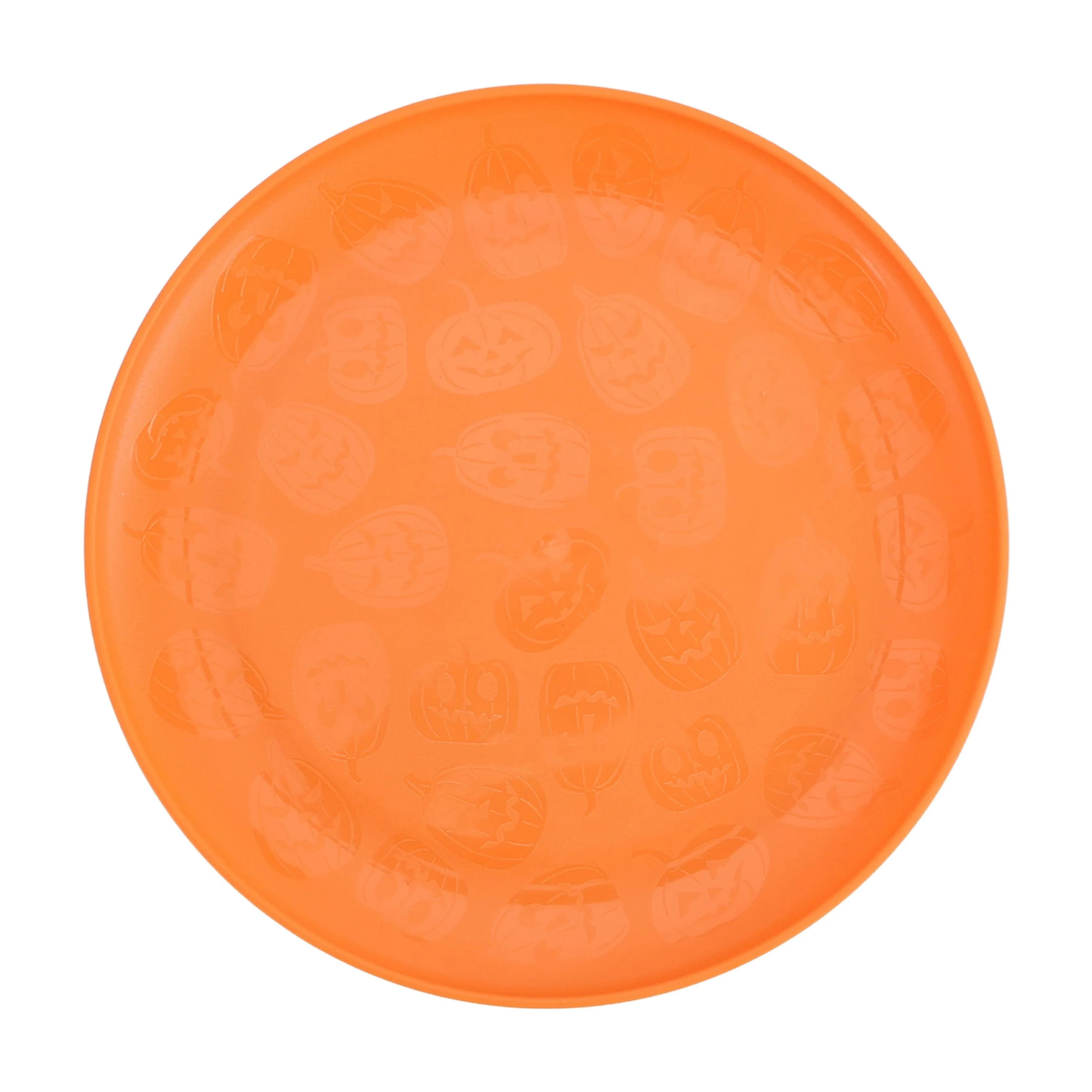 Mainstays 10.5 inch Round Plastic Etched Pumpkin Plate, Orange | Walmart (US)
