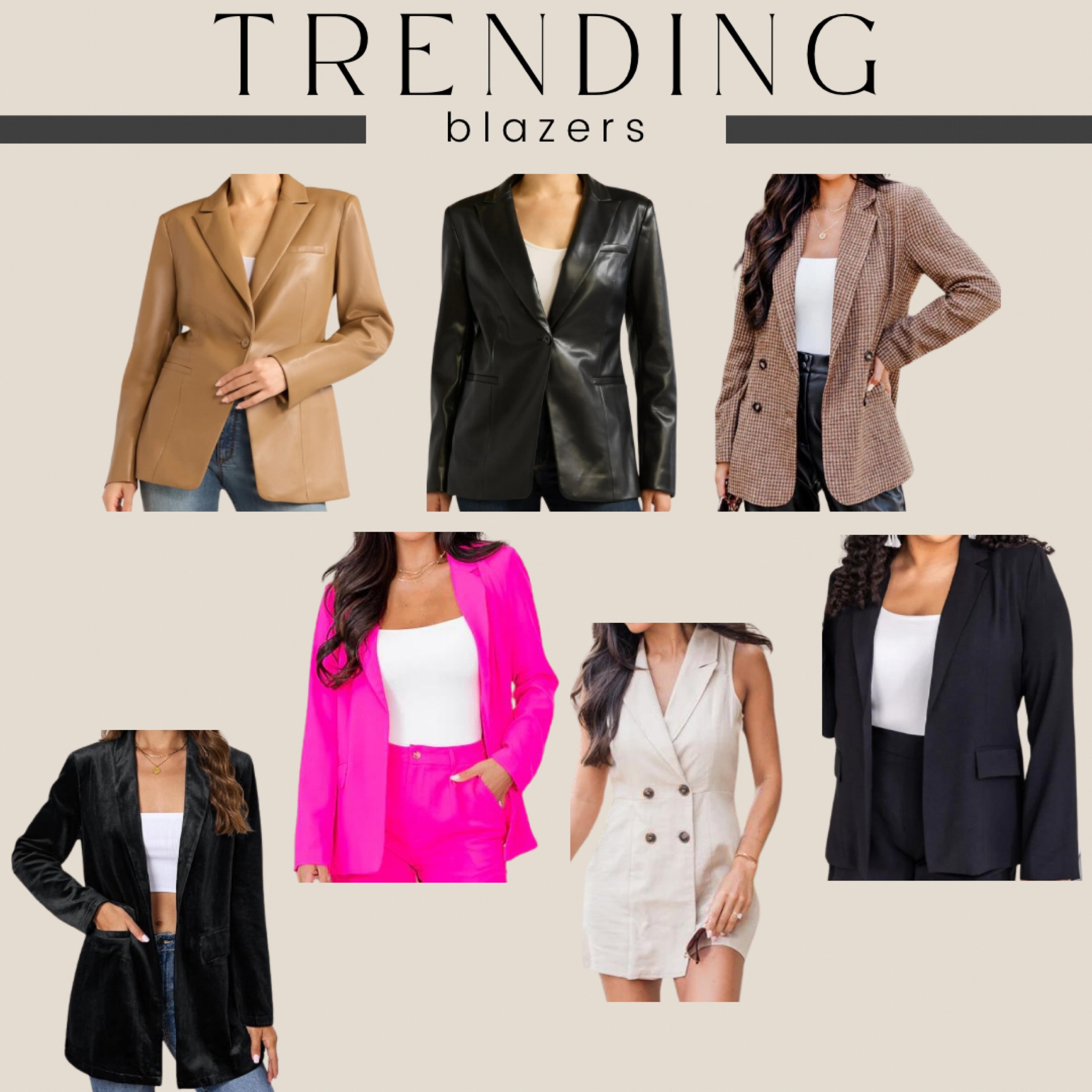 Leather blazers. Velvet blazers. Blazer romper. Plaid blazer. Fall staple! 

#LTKFindsUnder100 #LTKWorkwear #LTKStyleTip