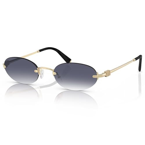 TYA Retro Small Oval Sunglasses for Women Men, 2026 Trendy Rimless Sun Glasses Fashion Narrow Shades Y2K Designer Sunnies | Amazon (US)