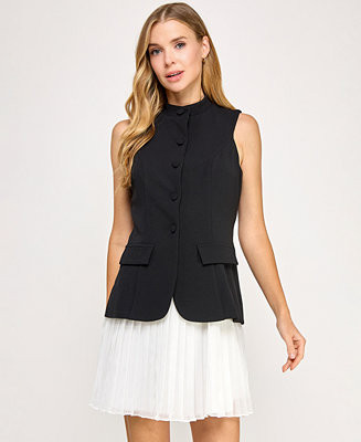 SENI & CADE Juniors' Sleeveless Chiffon Vest Dress - Macy's | Macy's