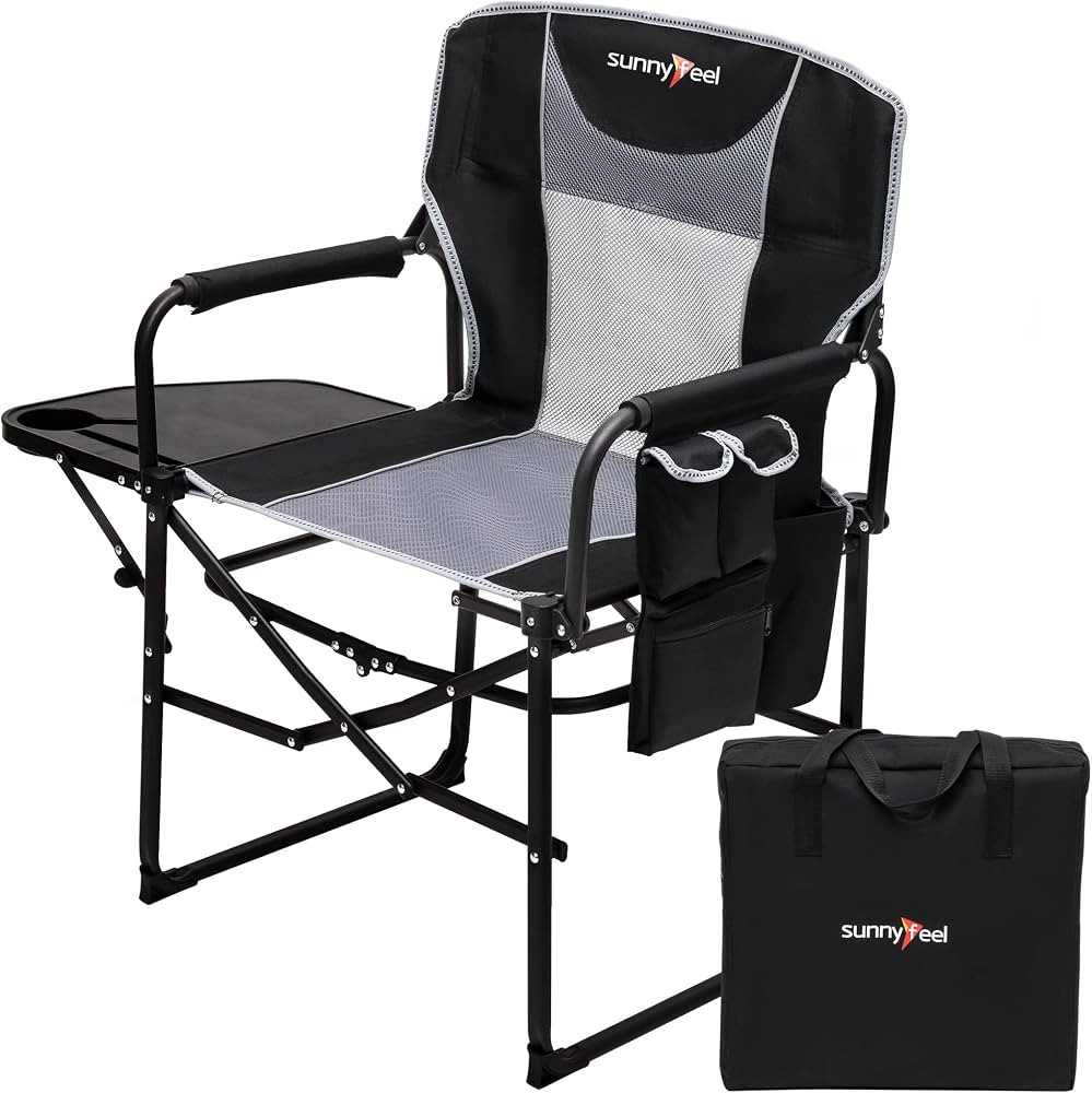 SUNNYFEEL Camping Directors Chair, Heavy Duty,Oversized Portable Folding Chair with Side Table, P... | Amazon (US)