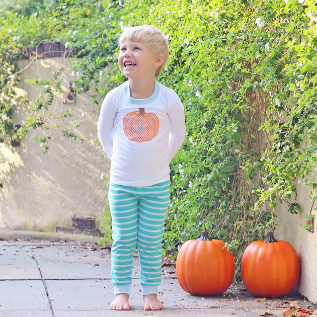 Pumpkin Dream Turquoise Stripe Pajamas | Classic Whimsy