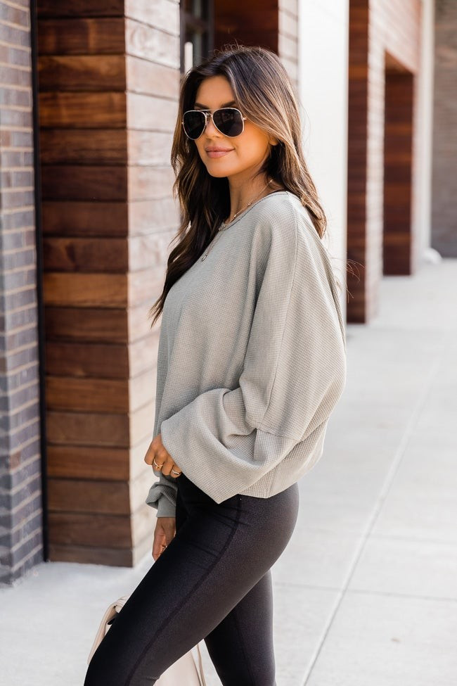 Lovely Spirit Olive Thermal Blouse | The Pink Lily Boutique