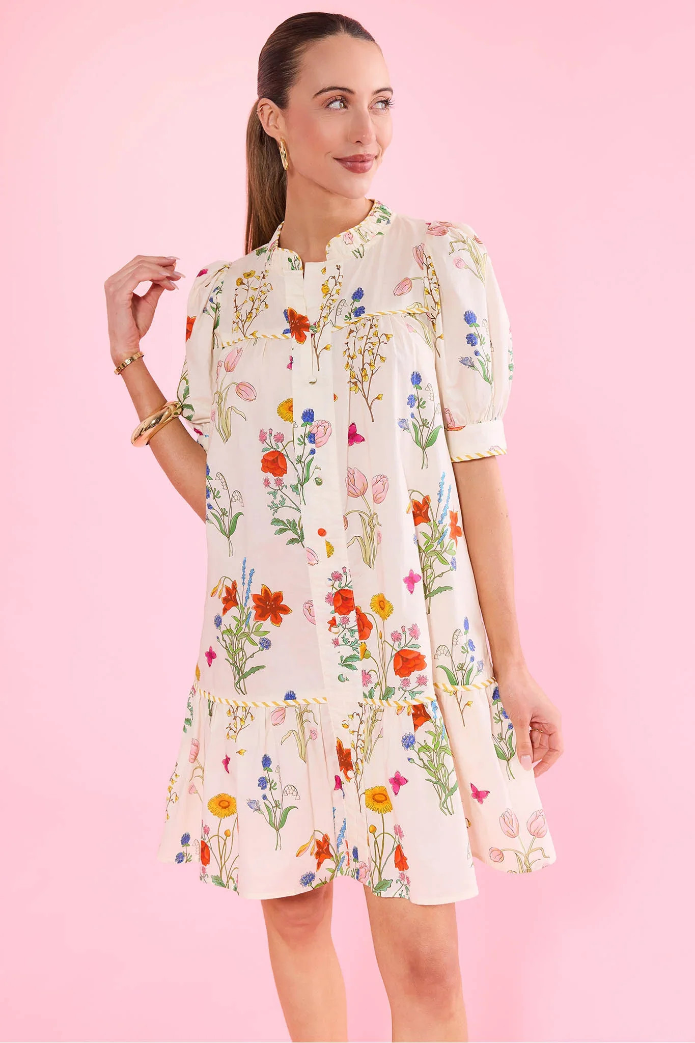 White Floral Print Drop Waist Dress | Avara