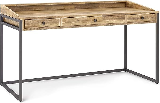SIMPLIHOME Ralston SOLID WOOD and Metal Modern Industrial 60 inch Wide Home Office Desk, Writing ... | Amazon (US)