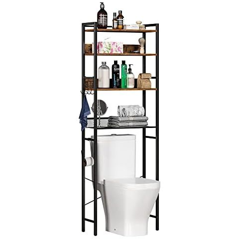 SONGMICS Over-The-Toilet Storage Bathroom Organizer Toilet Rack with Adjustable Shelf Brown UBTS0... | Amazon (CA)