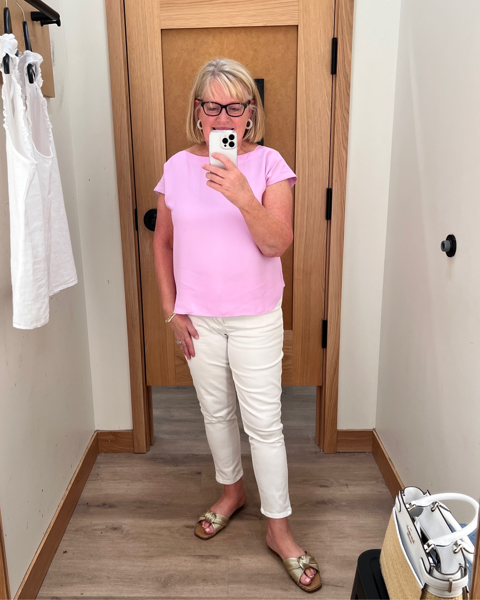 My favorite ANN TAYLOR Lilac Boatneck Top is currently 40% Off + Extra 15% Off.  I also linked my matching Lilac Linen shorts 🌸

Ann Taylor Sale, Wit & Wisdom white ankle jeans, Gold Slide Sandals, Pearl jewelry, Summer outfit #LTKOver40

#LTKSaleAlert #LTKStyleTip #LTKSeasonal