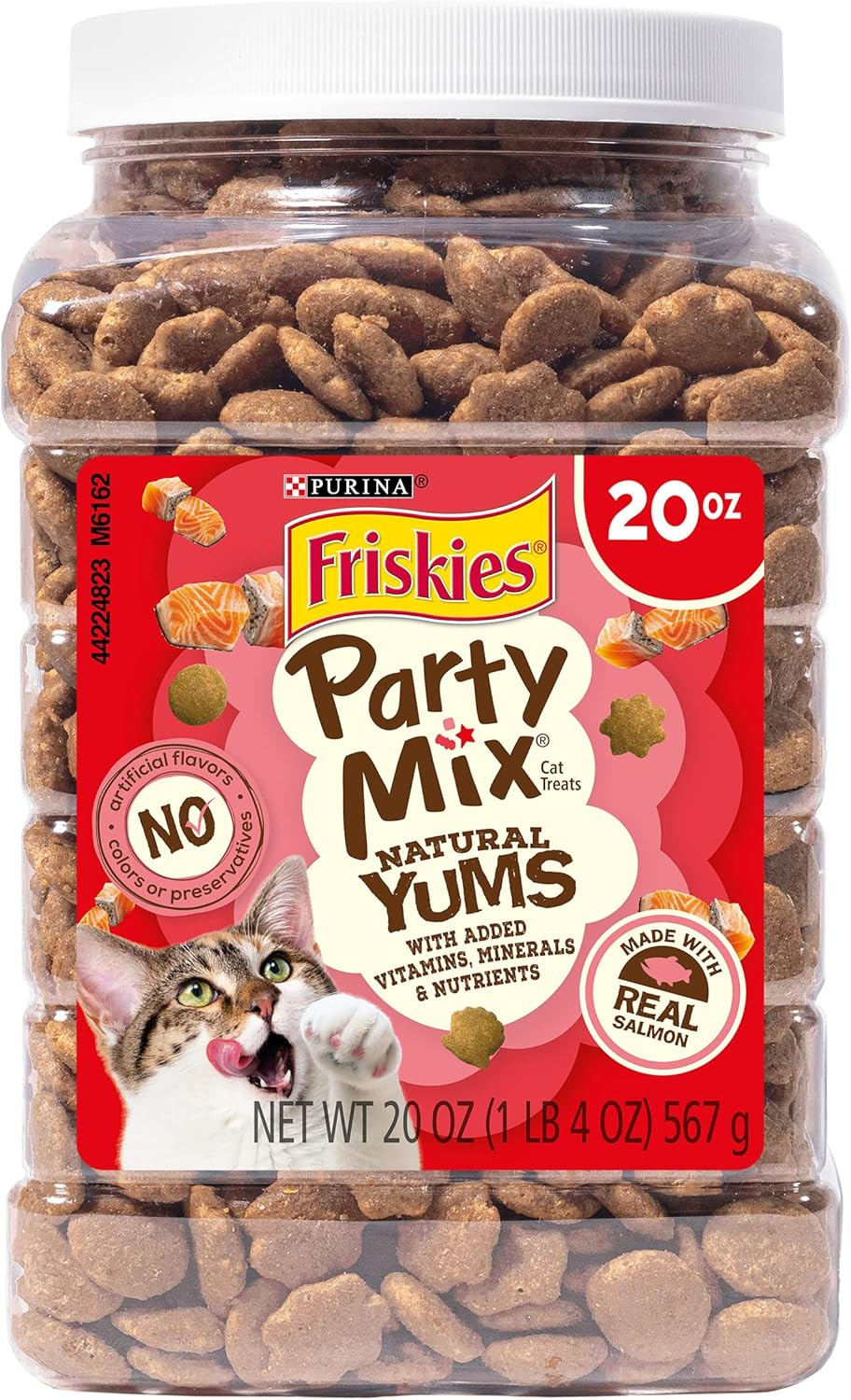 Friskies Purina Party Mix Natural YUMS Real Salmon Cat Treats, 20 oz | Amazon (US)