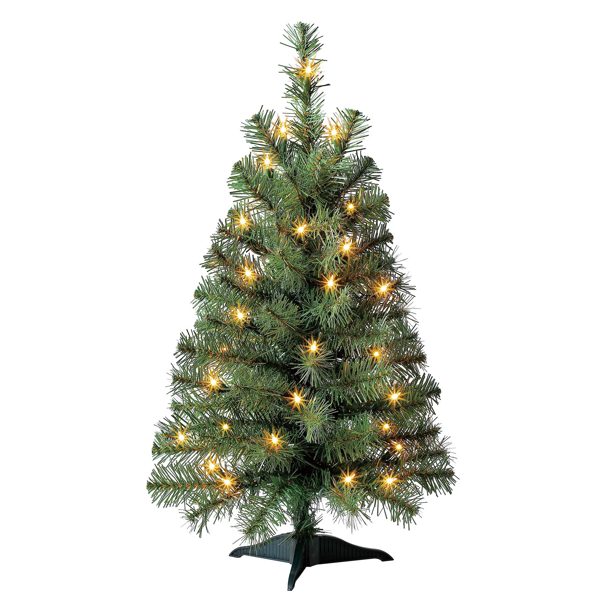 Holiday Time Pre-Lit Green Artificial Christmas Tree, 24", Clear Lights | Walmart (US)