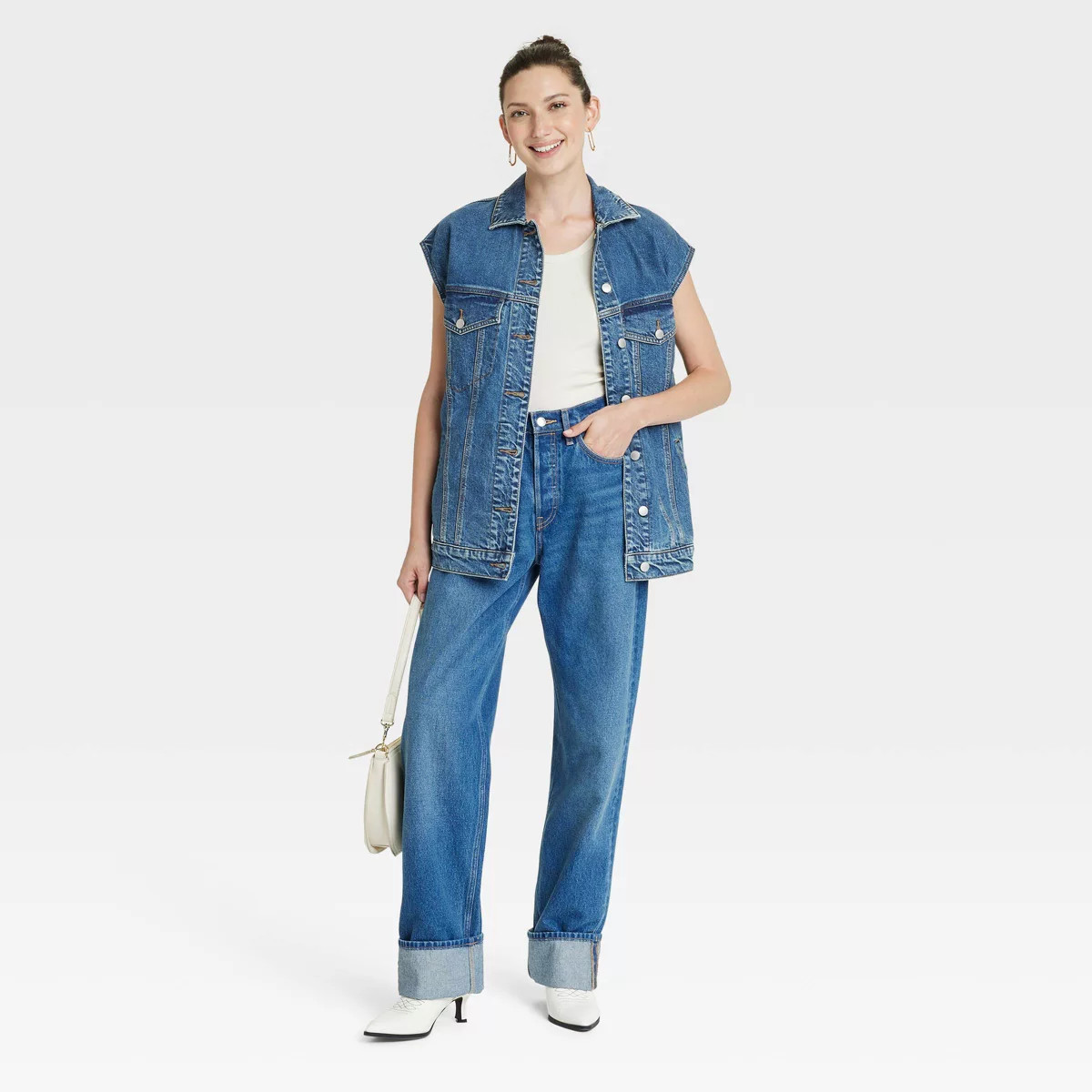 Women's 80's Baggy Denim Vest - Universal Thread™ Medium Wash | Target