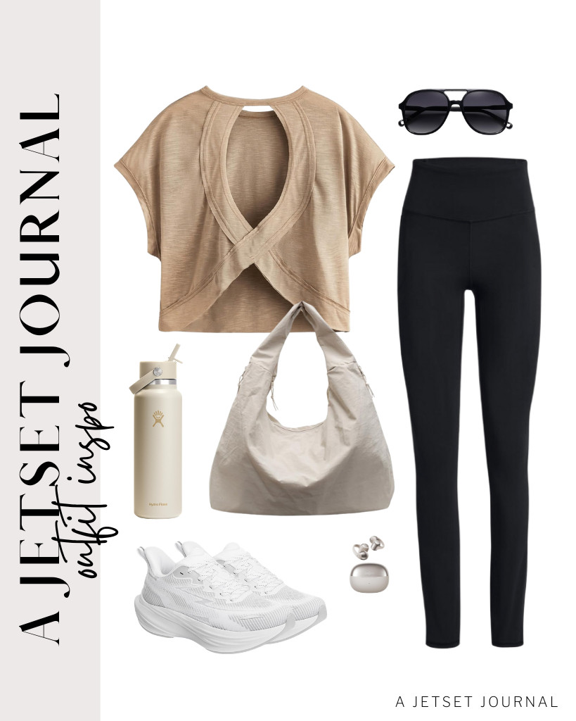 For an earthy tone vibe, a khaki top is ideal. It pairs perfectly with buttery-soft leggings and a slouchy tote bag. Complete the look with stylish SOJOS sunglasses for a polished appearance. 

 #LTKSeasonal #LTKTravel