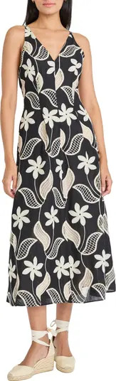 Embroidered Sleeveless Cotton Midi Dress | Nordstrom