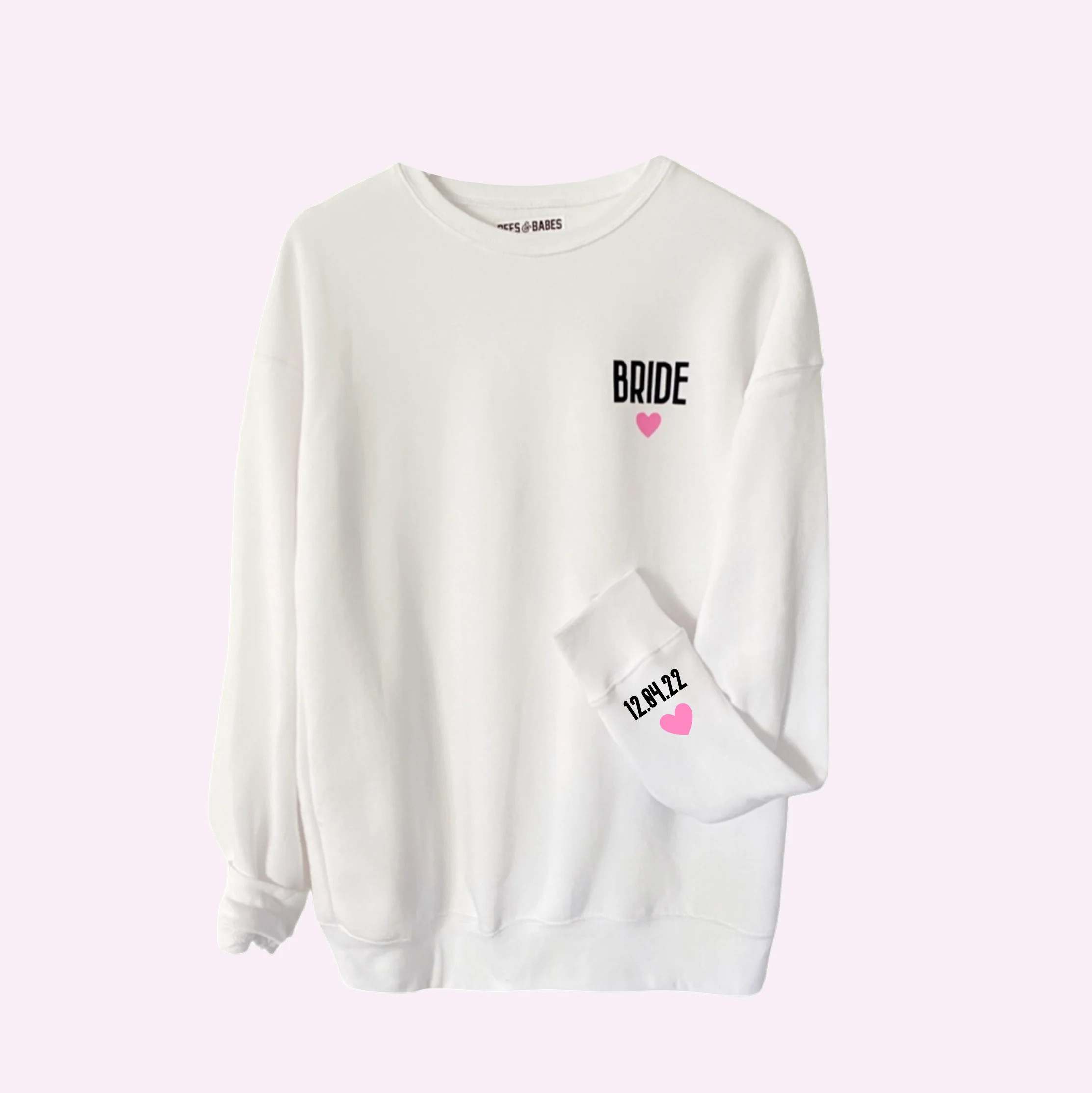 LOVE ON THE CUFF ♡ customizable white sweatshirt with personalized cuff | BFFS & BABES