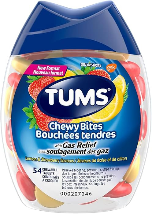 TUMS Chewy Bites with Gas Relief (Chewable Tablets), Antiacid for Heartburn Relief, 54 count | Amazon (CA)