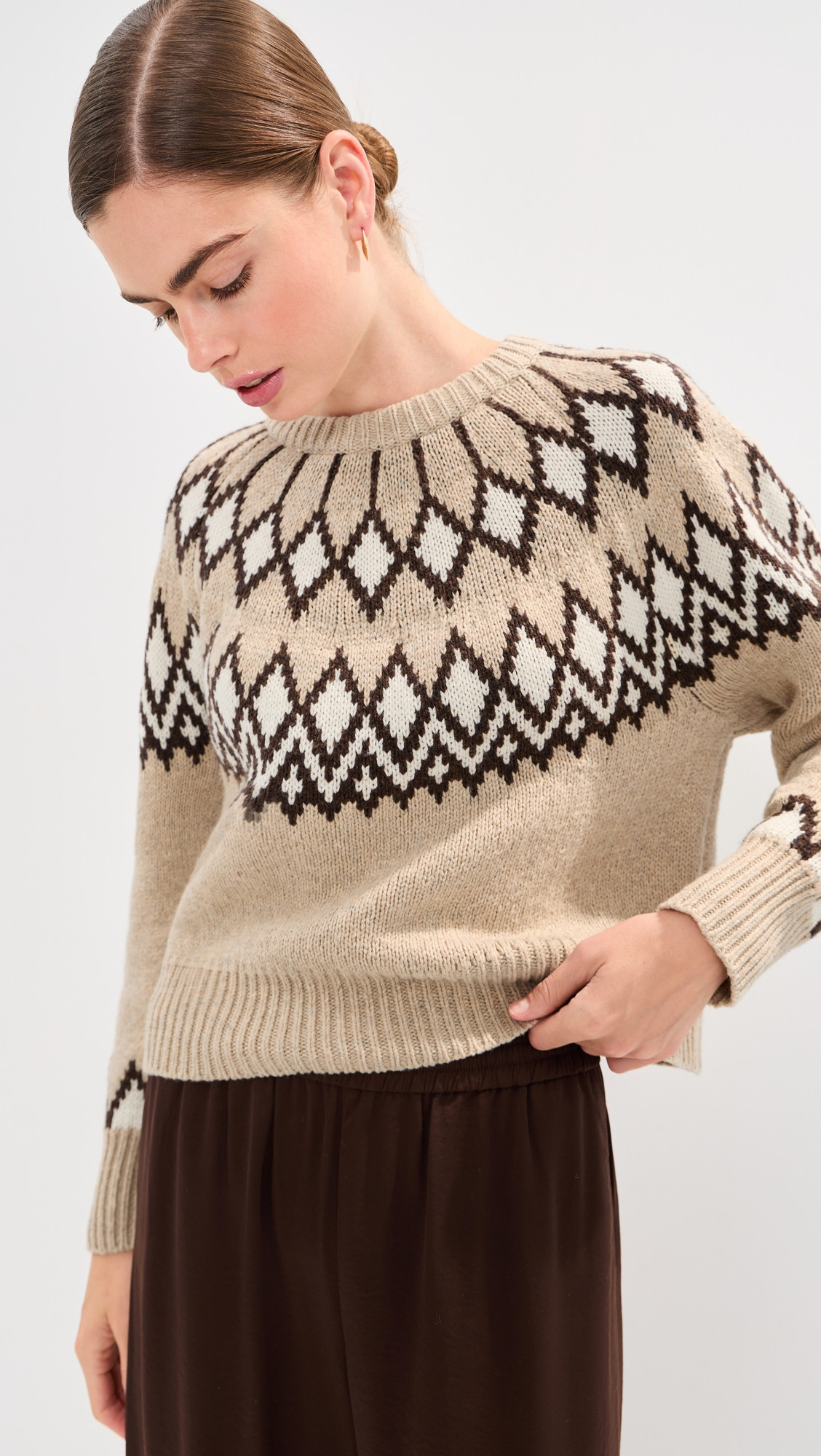 LE BOP Joelle Sweater Oatmeal Fair Isle L | Shopbop