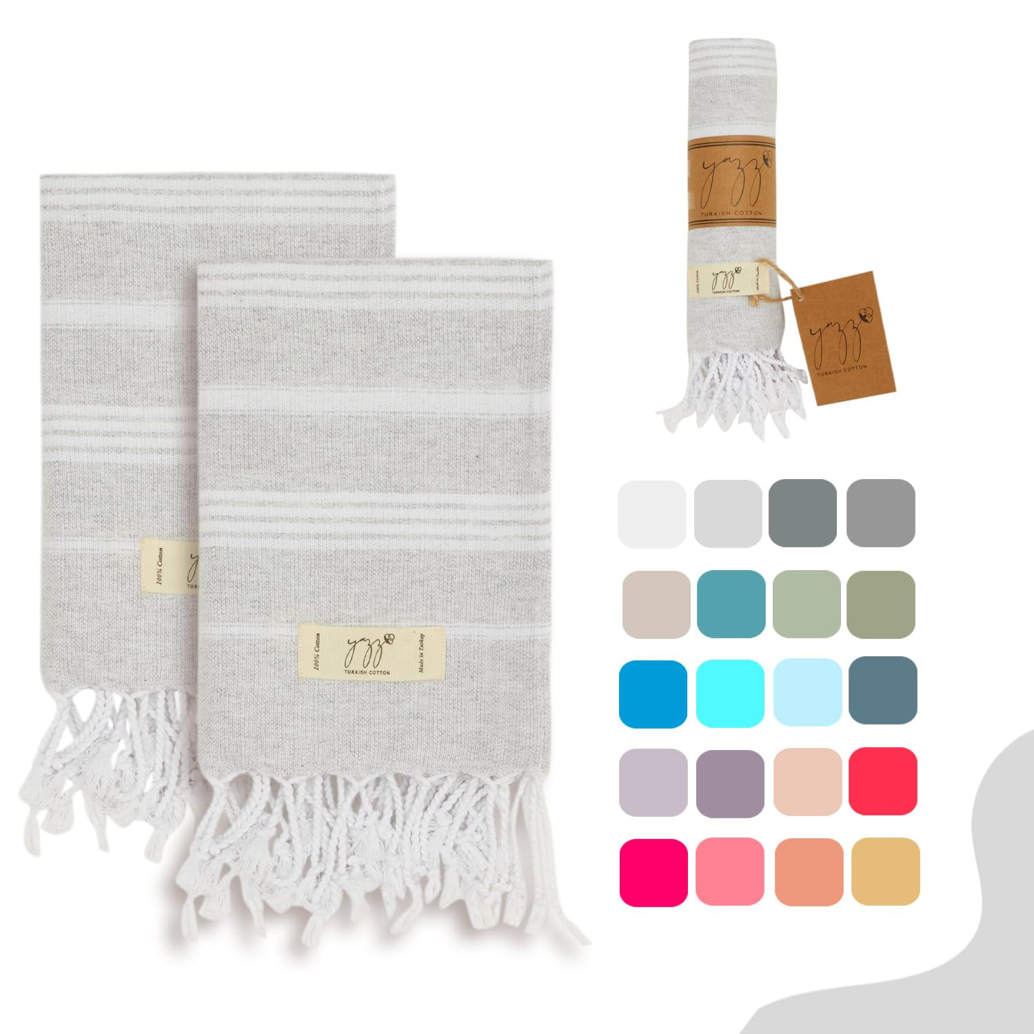 Hand Towels - Set of 2, 18" x 30" inches, Turkish Cotton, Decorative Peshtemal Hand Towels for Ki... | Amazon (US)