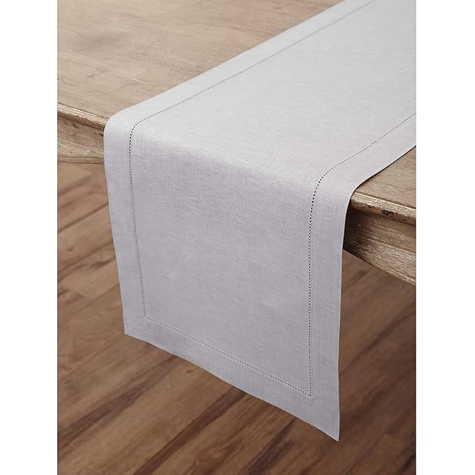 Solino Home Hemstitch Linen Table Runner - 14 x 120 Inch, Handcrafted from European Flax, Machine... | Amazon (US)