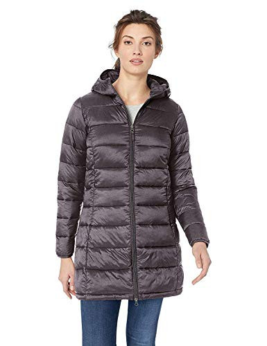 Amazon Essentials Women's Lightweight Water-Resistant Packable Hooded Puffer Coat (Available in Plus Size), Charcoal Heather, X-Large | Amazon (US)