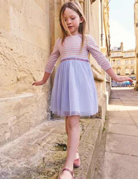 Rib Jersey Tulle Dress | Boden (US)