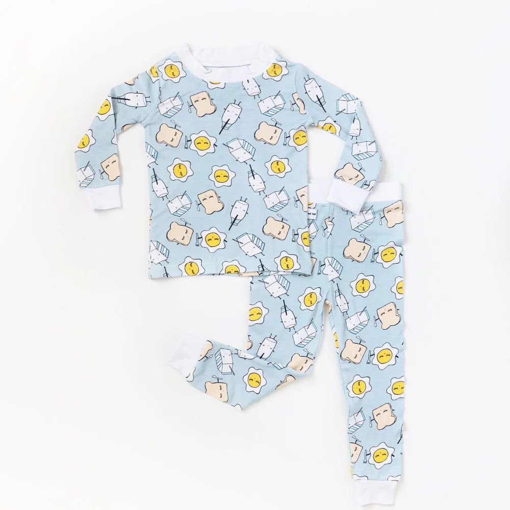 Blue Breakfast Buddies Two-Piece Pajama Set | Little Sleepies