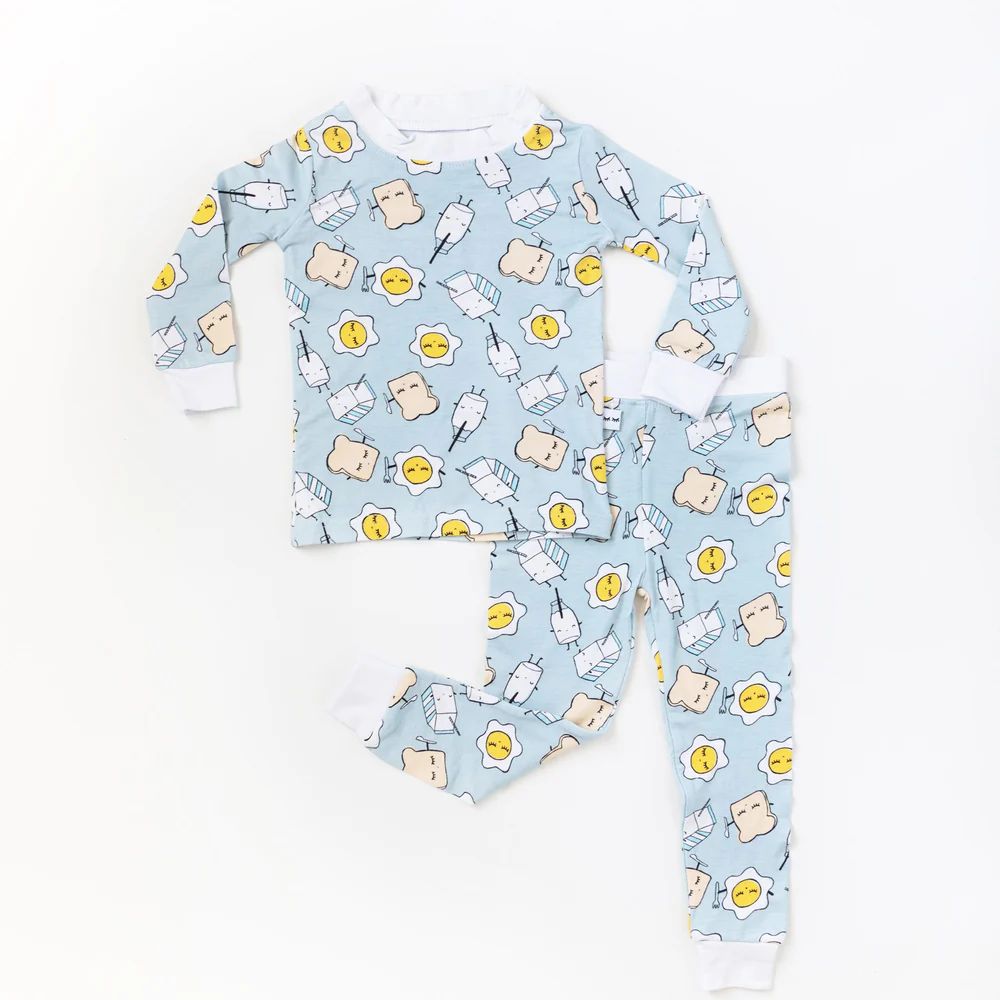 Blue Breakfast Buddies Two-Piece Pajama Set | Little Sleepies