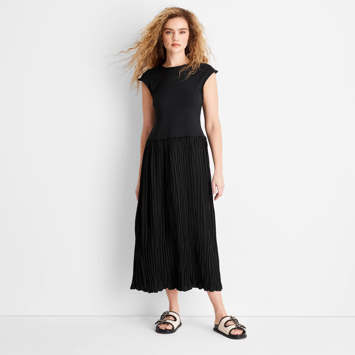 Women's Short Sleeve Drop Waist Maxi Dress - Future Collective Black | Target