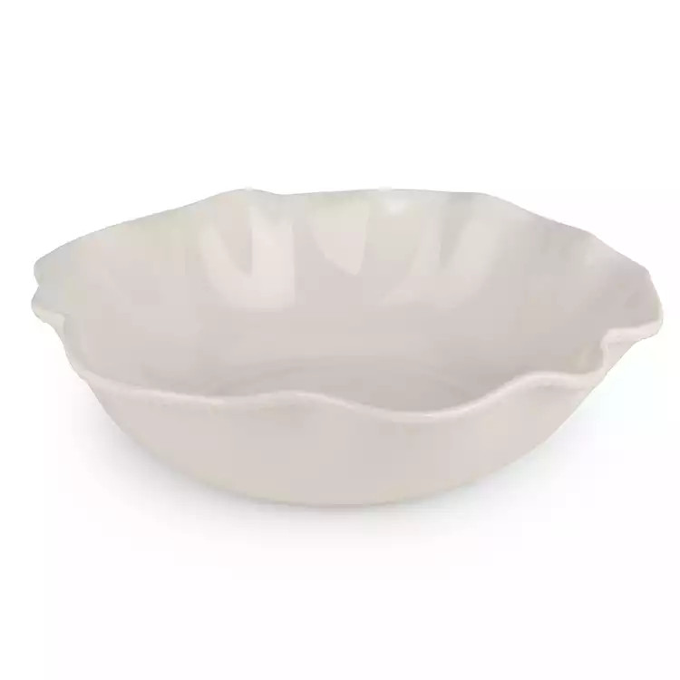 Small White Wavy Beaded Serving Bowl | Kirklands