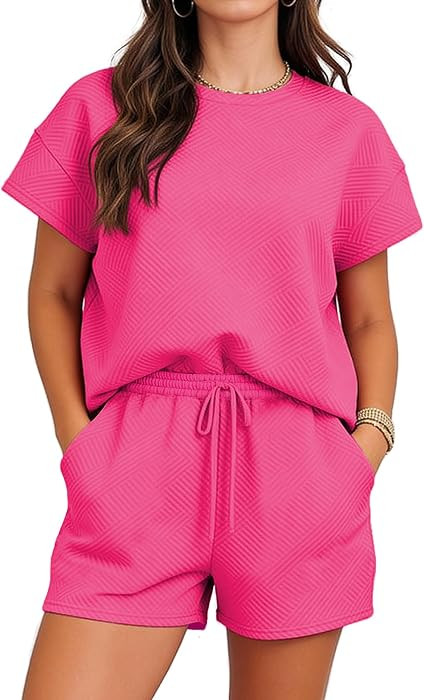 Womens Sets 2 Piece Outfits Sweatsuits Casual Lounge Jogger Sets Sweat Shorts Set Travel Matching... | Amazon (US)