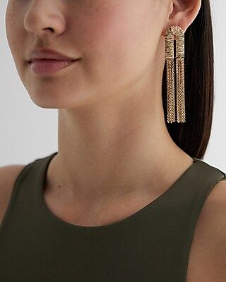 Textured Fringe Drop Earrings | Express