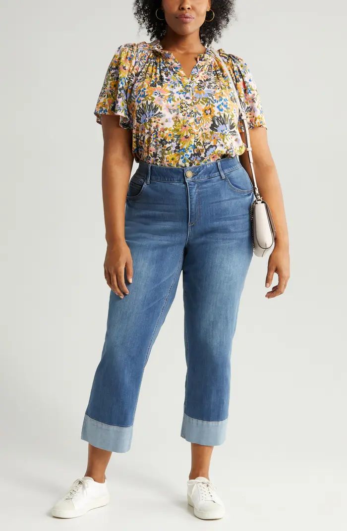 'Ab' Solution Round Up High Waist Two Tone Ankle Jeans | Nordstrom