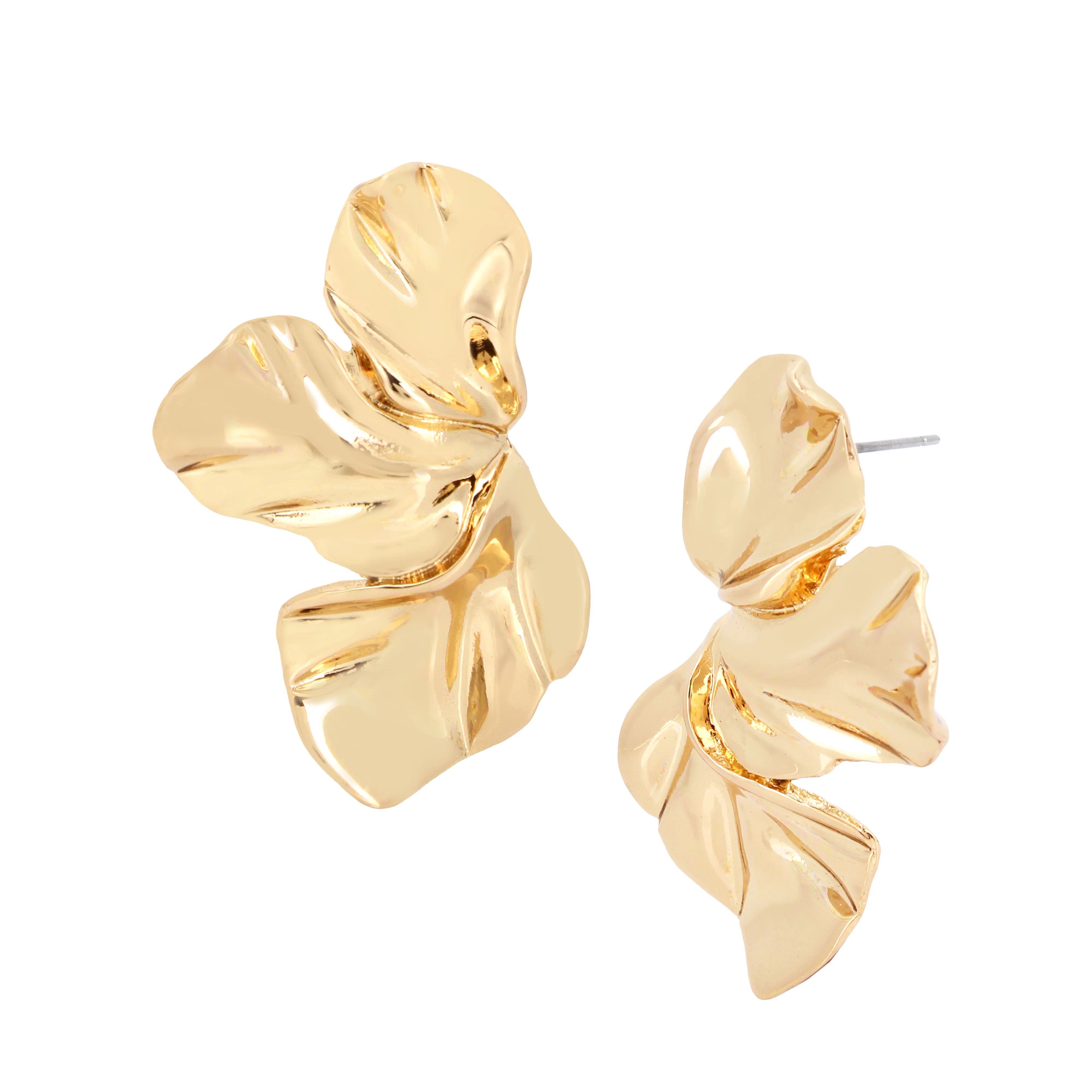 Robert Lee Morris Soho Flower Petal Post Gold Earrings, 1.75" Length - Walmart.com | Walmart (US)