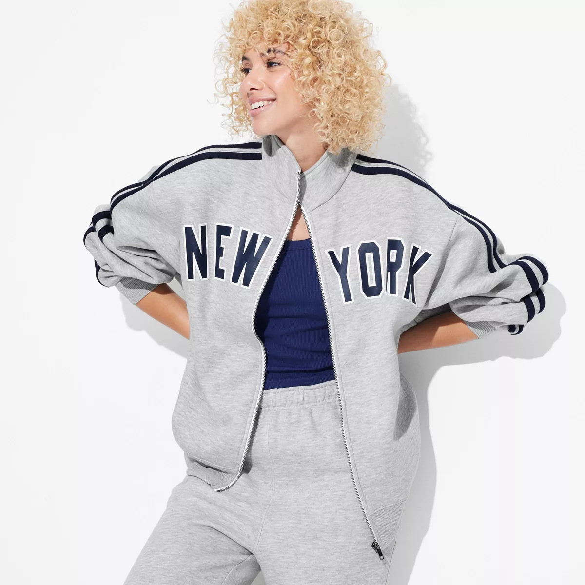 Women's Fleece Layer Zip-Up Sweatshirt - Wild Fable™ Gray L | Target