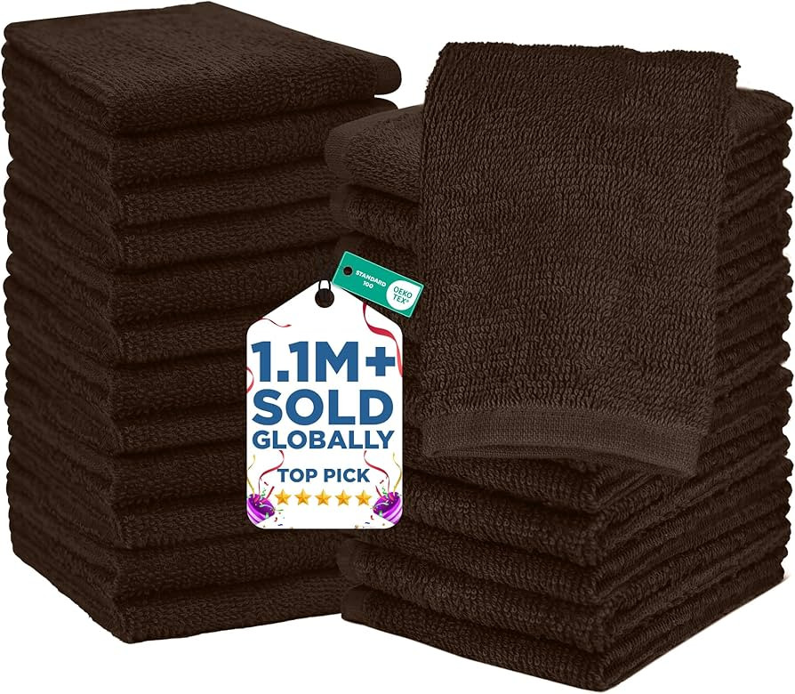 DAN RIVER 24 Pack Wash Cloths for Showering [12x12] - 100% Cotton Washcloths Premium Quality Flan... | Amazon (US)