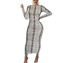 Women's Long Sleeve Bodycon Dress - Maxi Casual Fall Club Party Long Tight Pencil Dresses | Amazon (US)