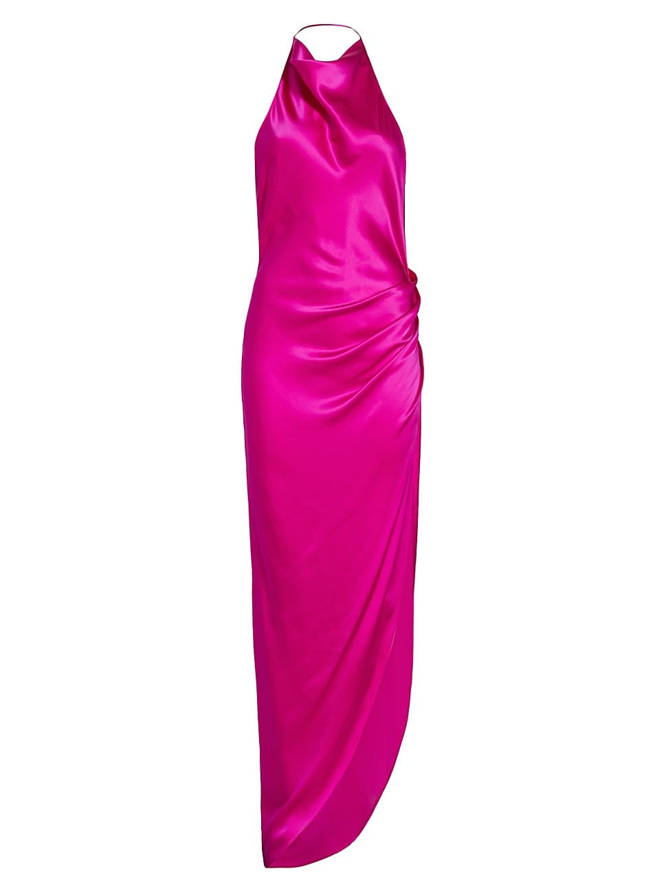 Women's Elektra Gathered Silk Halter Gown - Dark Hot Pink - Size XS | Saks Fifth Avenue