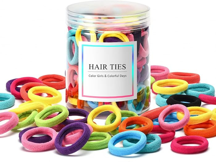 100 Pcs Baby Hair Ties, Cotton Ponytail Holders, No Damage Elastics | Amazon (US)
