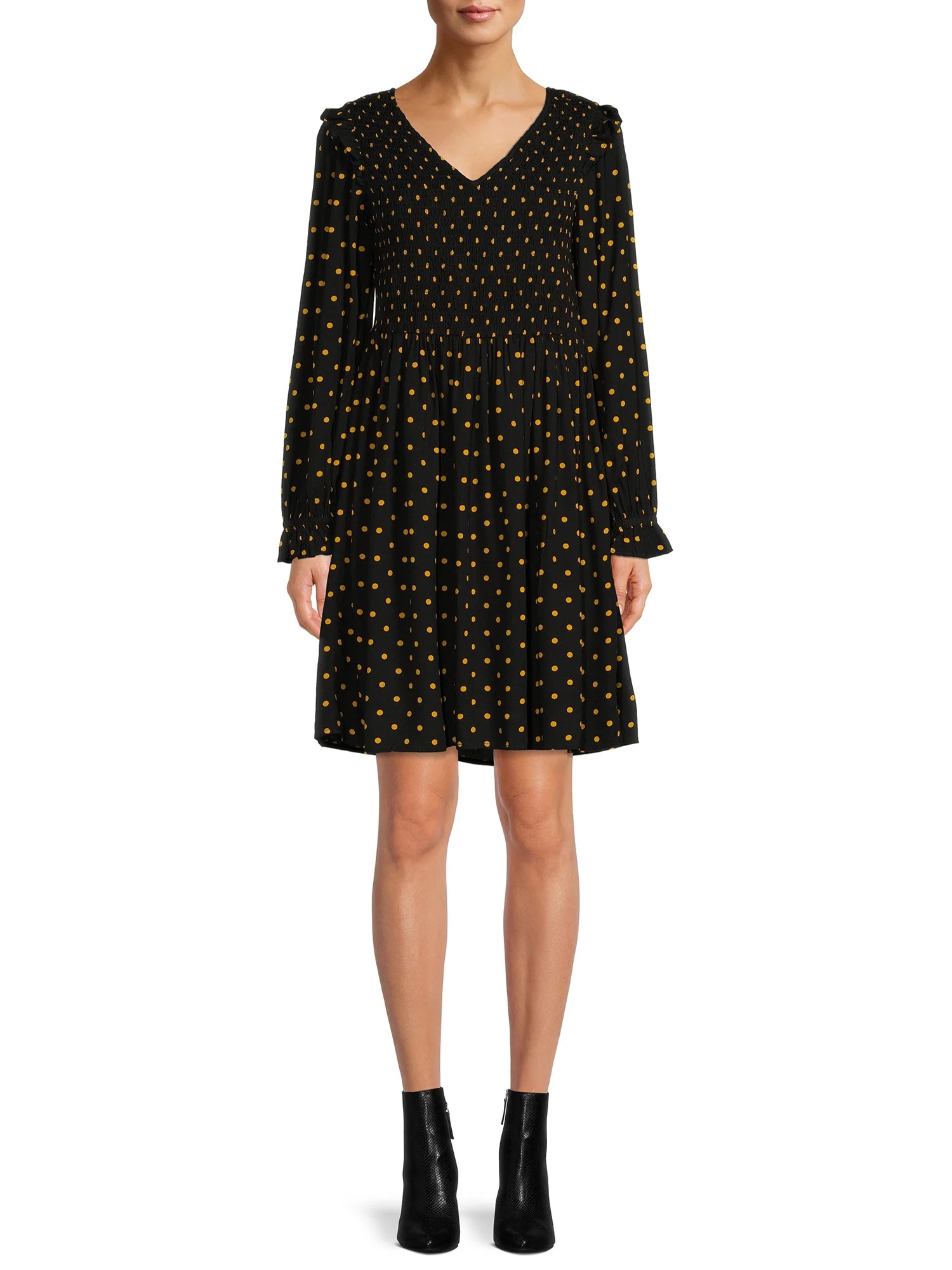 BeachLunchLounge Longsleeve Babydoll Dress, Womens - Walmart.com | Walmart (US)