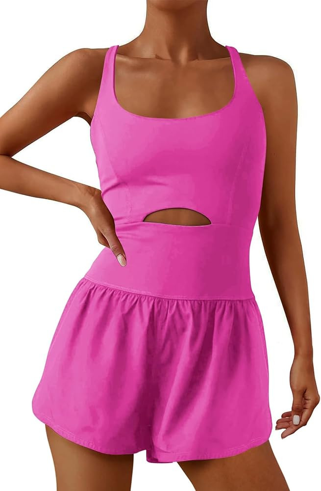 ReachMe Womens Running Onesie Workout Rompers Athletic Romper One Piece Outfits Exercise Jumpsuit... | Amazon (US)