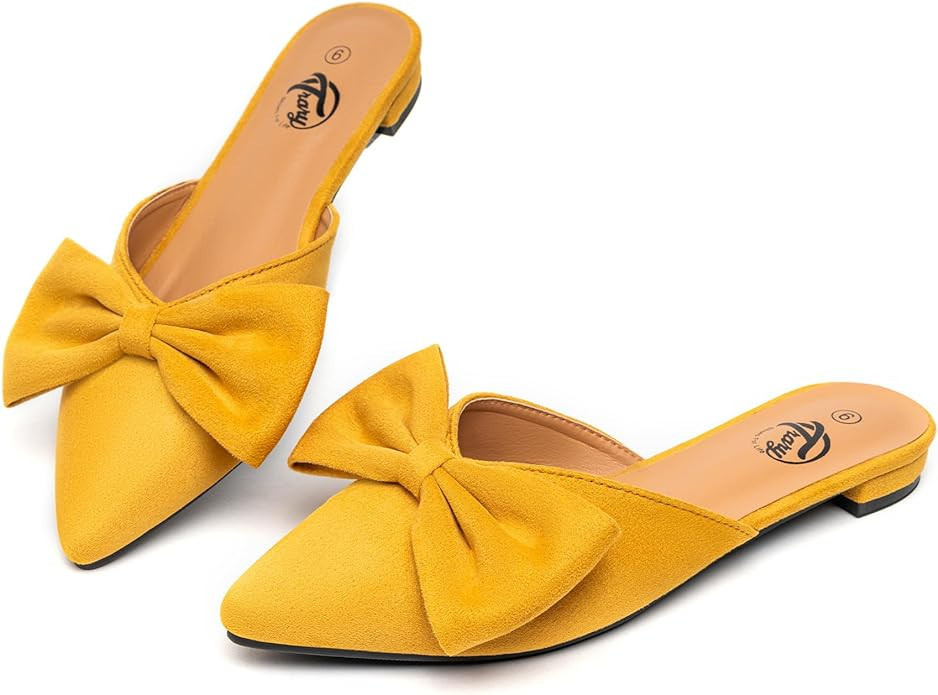 Trary Mules for Women Flats Comfortable, Bow Pointed Toe Womens Mules, Flats Mules Shoes for Wome... | Amazon (US)