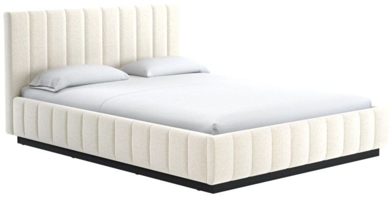 Forte Channeled White Performance Fabric Queen Bed + Reviews | CB2 | CB2