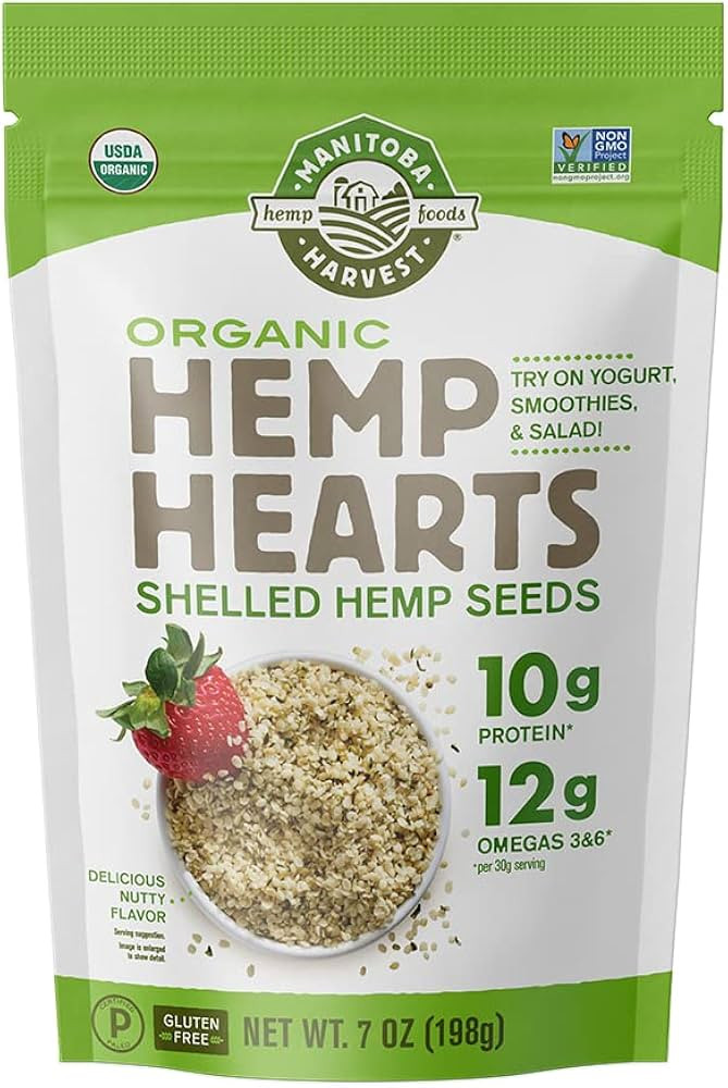 Manitoba Harvest Organic Hemp Seeds, 7oz; 10g Plant Based Protein and 12g Omega 3 & 6 per Srv | s... | Amazon (US)