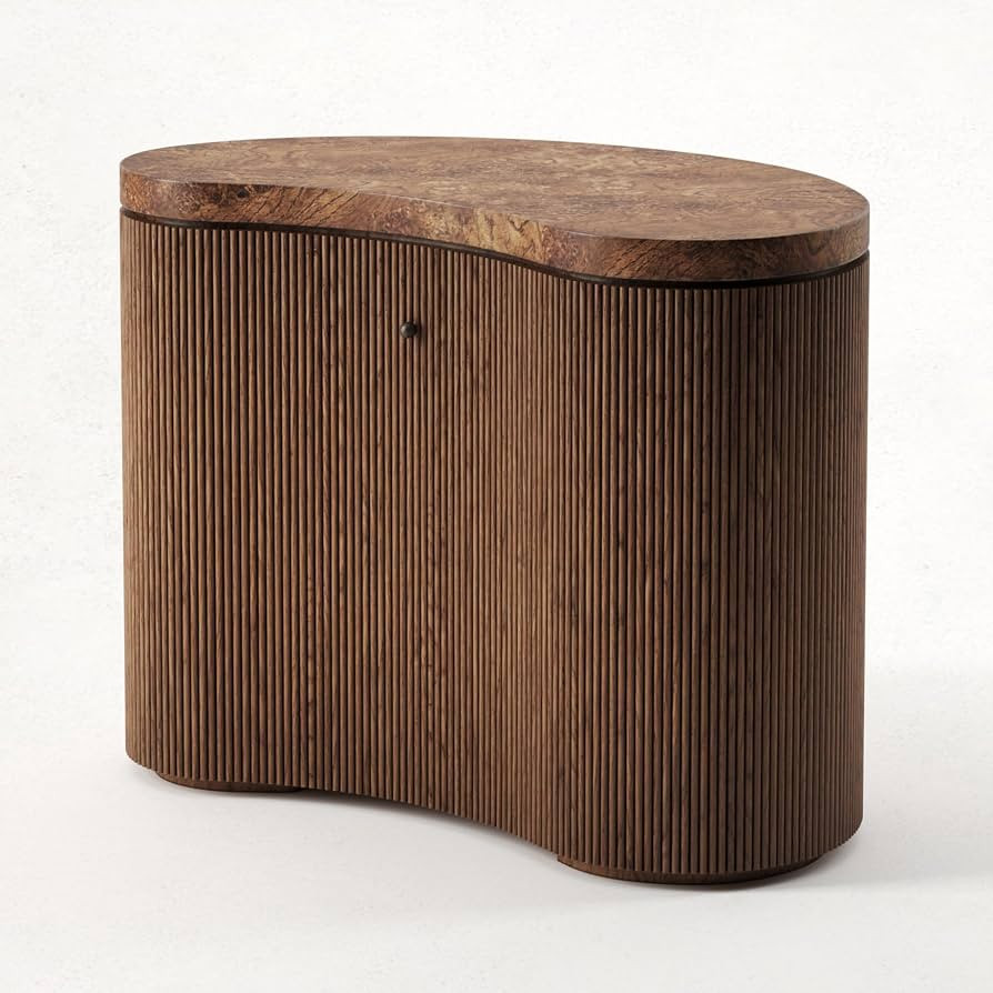 Designer Travertine Entryway Cabinet \u2013 Vintage Curved Fluted Storage Console, Artistic Sculp... | Amazon (US)
