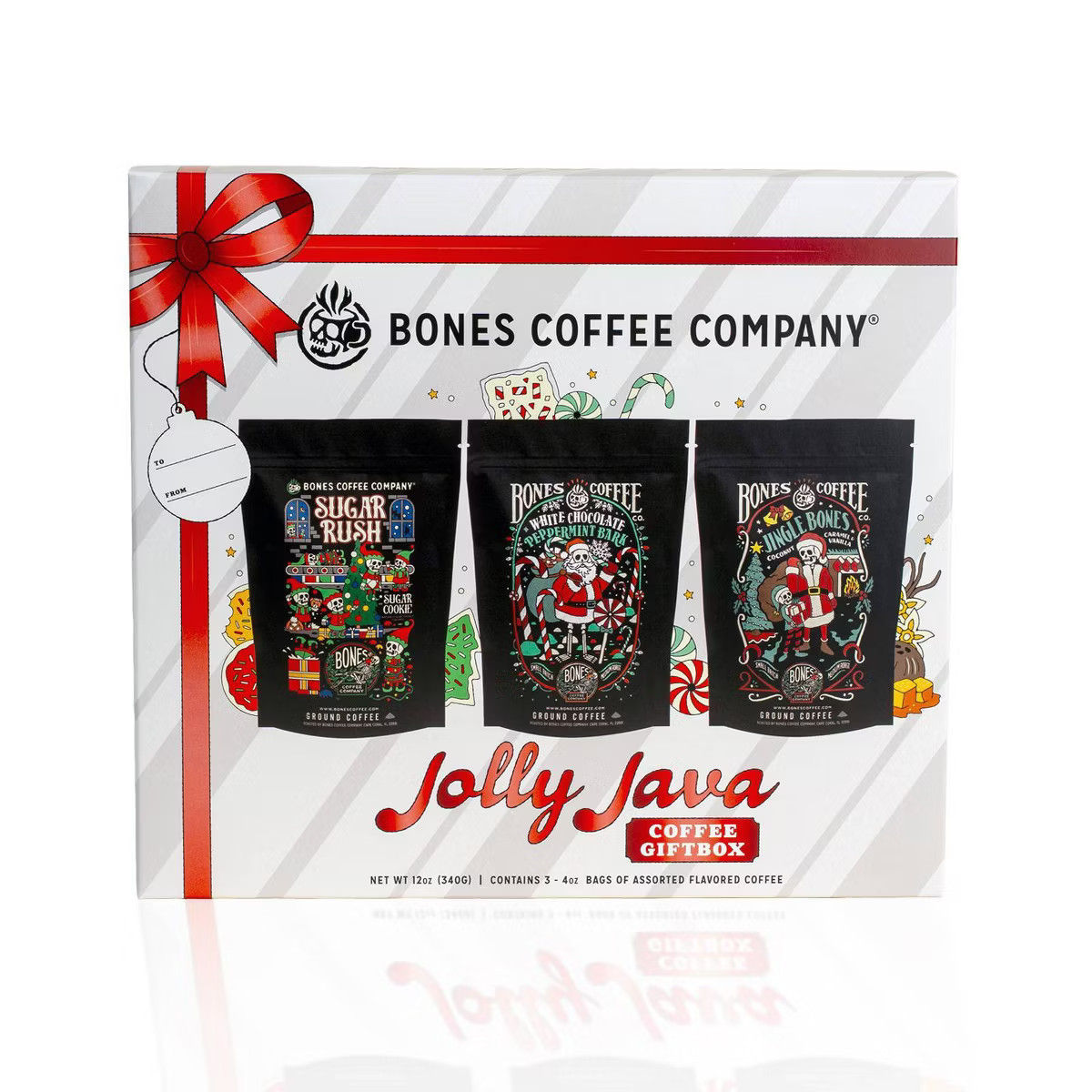 Bones Coffee Company Holiday Flavors Medium Roast Ground Coffee Gift Set Sample Pack - 12oz/3ct | Target