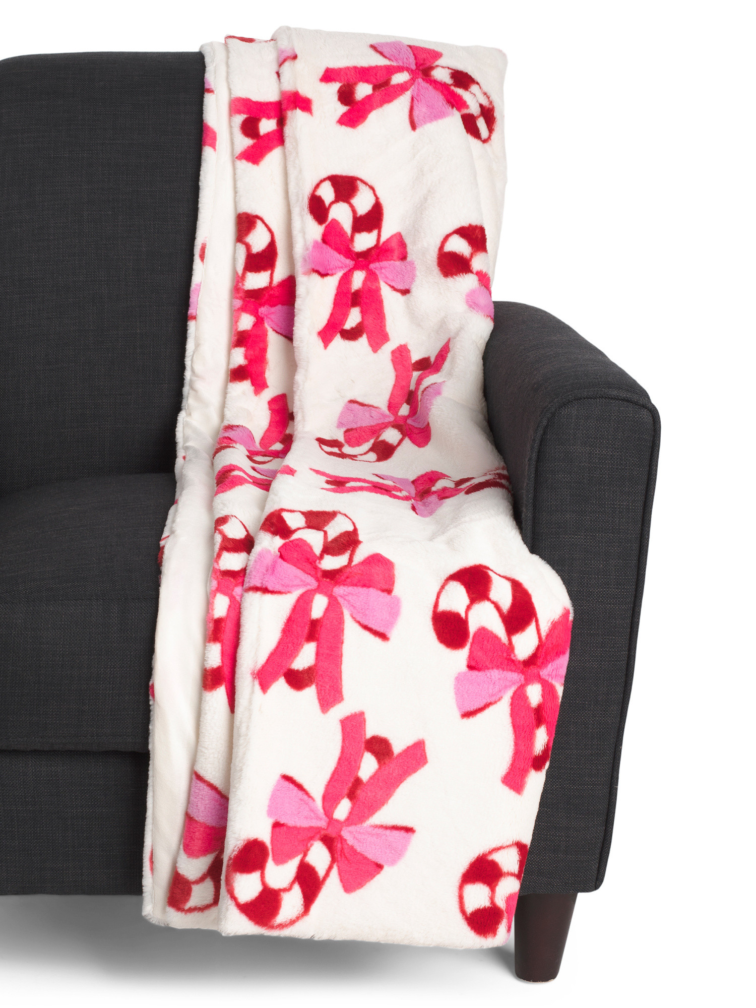 Faux Fur Candy Cane Throw | Marshalls