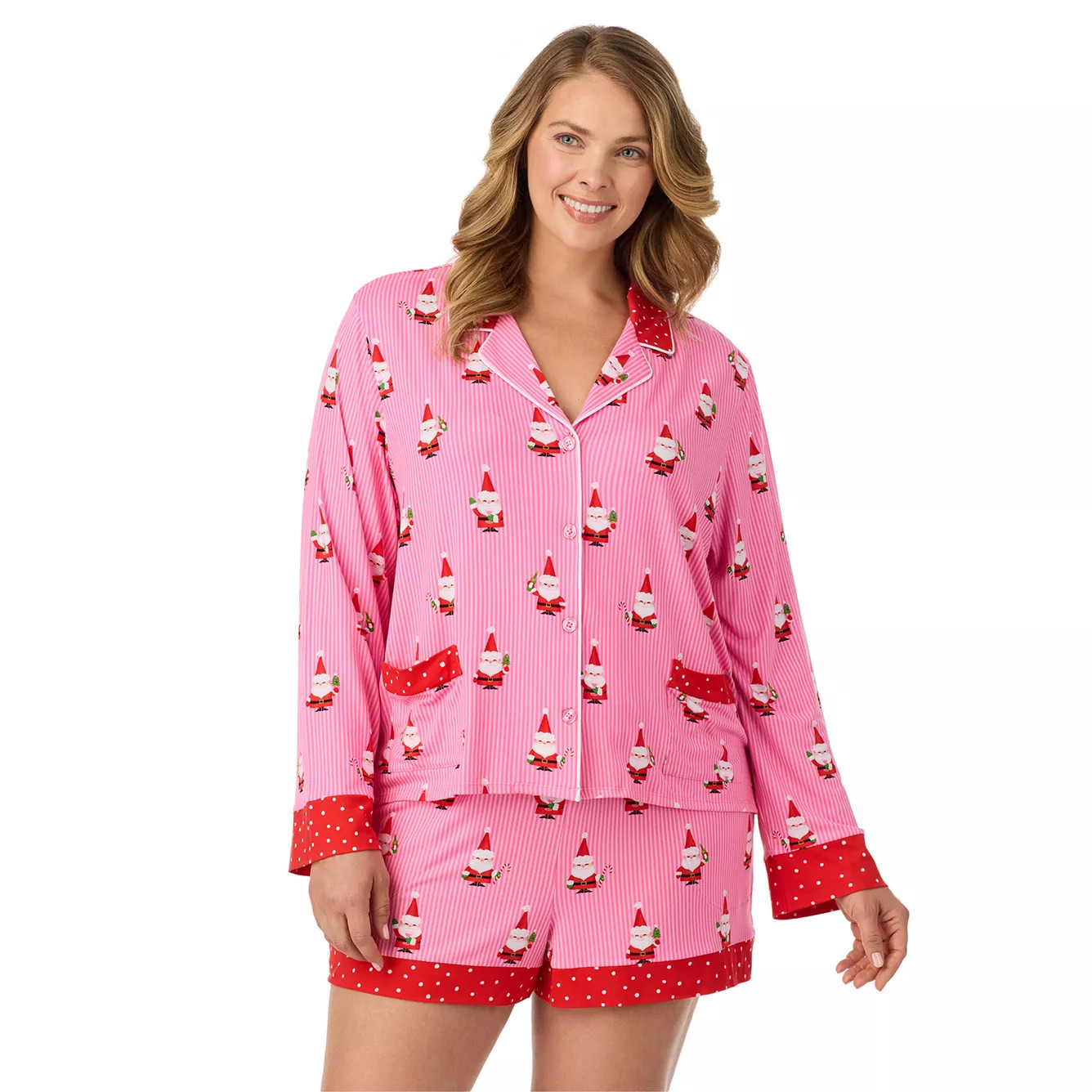 Plus Size Beauty Sleep Social Long Sleeve Pajama Top & Pajama Shorts Set | Kohl's