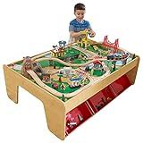 KidKraft Waterfall Mountain Wooden Train Set & Table with 120 Pieces, 3 Storage Bins, Gift for Ages  | Amazon (US)