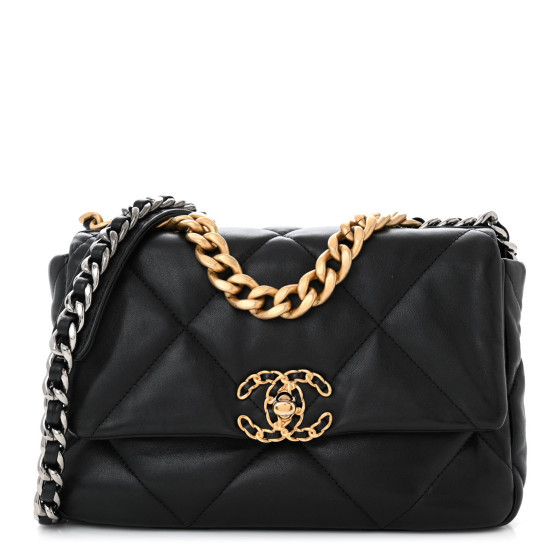 Lambskin Quilted Medium Chanel 19 Flap Black | FASHIONPHILE (US)